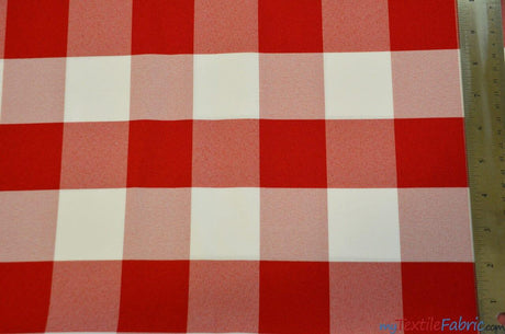 Buffalo Plaid Gingham Checkers Polyester Fabric - Black White Plaid Checkers, 60" Width (1 Yard)