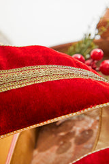 4” x 5 Yard Gold Braid Trim Velvet Gold Back Wired Ribbon - Red/Gold