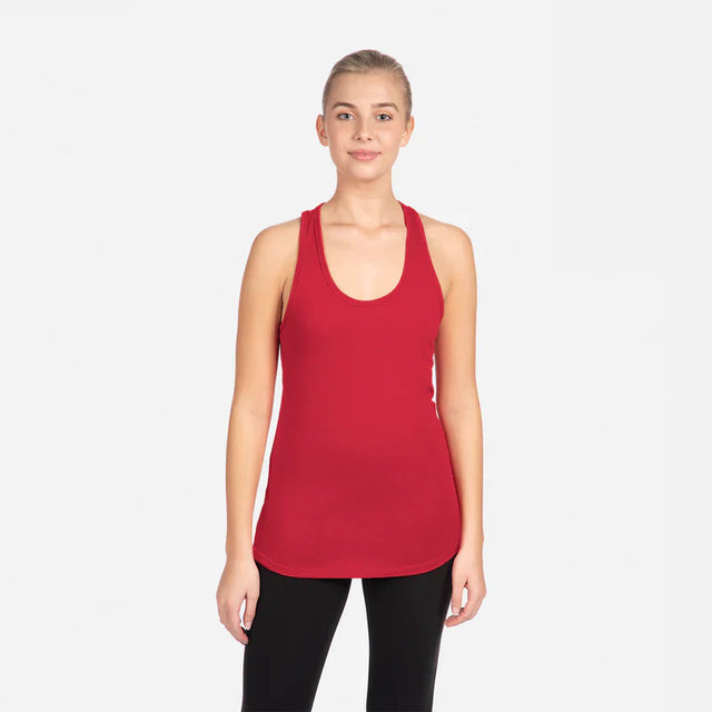 Next Level 1533 Women's Tank Top Cotton Poly Jersey Fabric - Red Racerback, 30 Singles, 135 Grams, Tear Away Label (1 Unit)