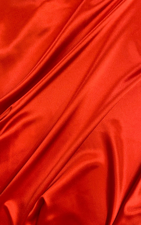 Crepe Satin Polyester Fabric - Red, Shiny, 58" Width (1 Yard)