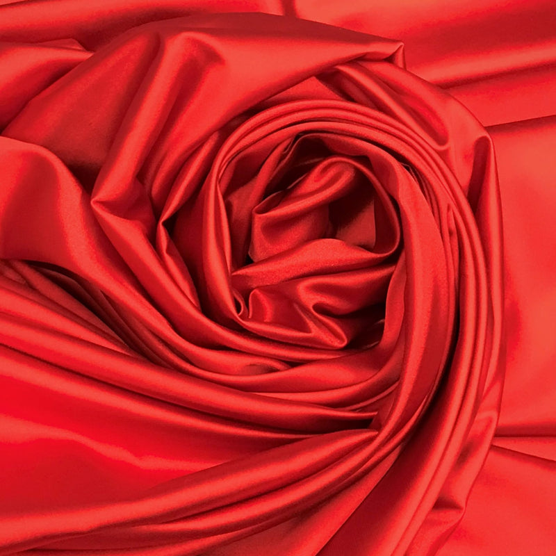 Red Stretch Charmeuse Fabric - Red, 59" Width