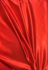 Red Bridal Satin Polyester Fabric - Red, Sheen, 58"-60" Width (1 Yard)