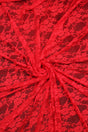 Red Stretch Lace Nylon Spandex Fabric - Shimmery Floral Sheer, 58/60" Width