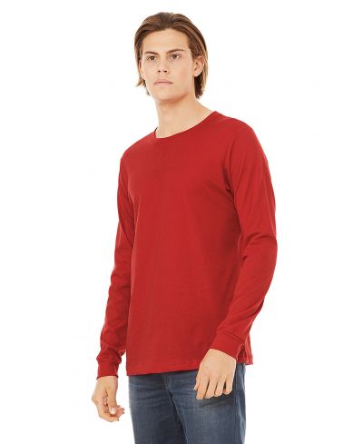 Bella Canvas 3501 Long Sleeve Cotton Fabric - Red, Long Sleeve, Crew Neck (1 Piece)