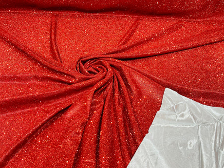 Red Moon Shadow Shimmer Glitter Fabric - Full Glitter Covered, Red, 58/60" Width (1 Yard)