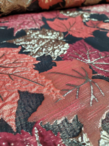 Brocade Gold and Burgundy Maple Leaves Fabric