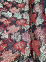 Brocade Gold and Burgundy Maple Leaves Fabric