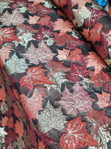 Brocade Gold and Burgundy Maple Leaves Fabric