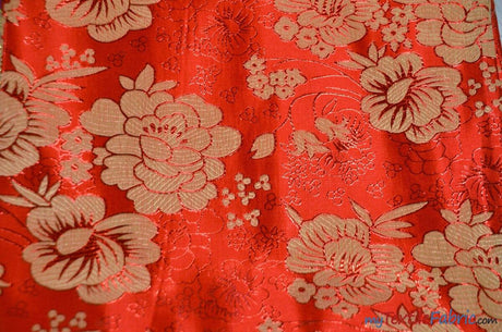 Oriental Metallic Flower Brocade Metallic Brocade Fabric - Metallic Flower, 58" Width (1 Yard)