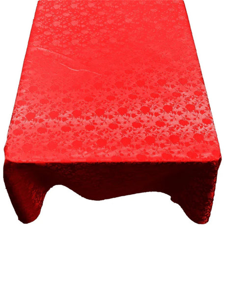 Square Tablecloth Roses Jacquard Satin Fabric - Floral Jacquard, 45" X 45" (1 Piece)