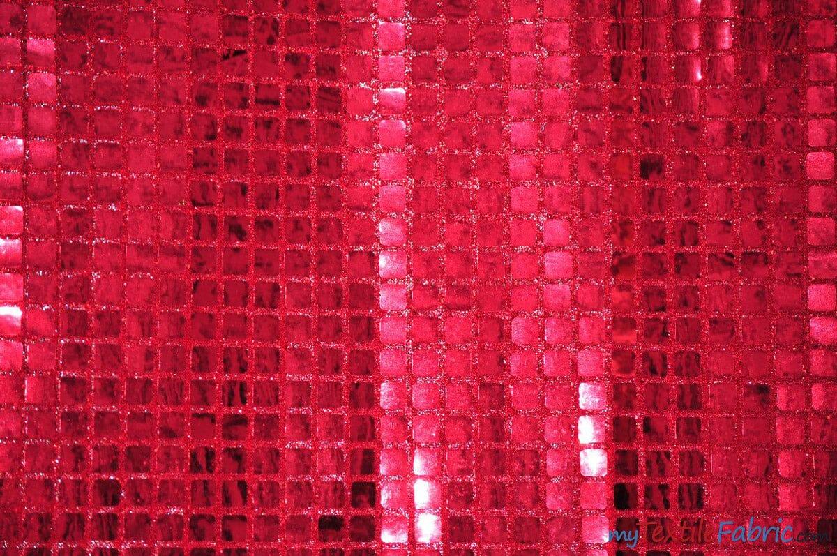 Quad Sequins Polyester Fabric - Square Sequins, Multiple Colors, 45" Wide (1 Yard)