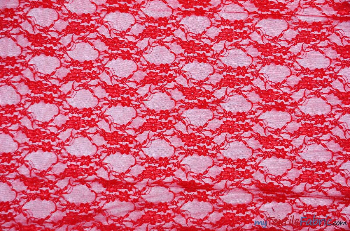 Giselle Floral Lace Polyester Spandex Fabric - Sheer Vintage Stretch Lace, 58/60" Width, Multiple Colors (1 Yard)