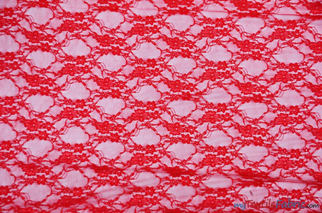 Giselle Floral Lace Polyester Spandex Fabric - Sheer Vintage Stretch Lace, 58/60" Width, Multiple Colors (1 Yard)