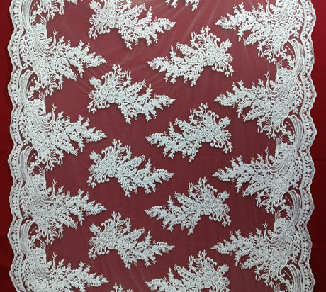 Beaded Corded Bridal Lace Fabric