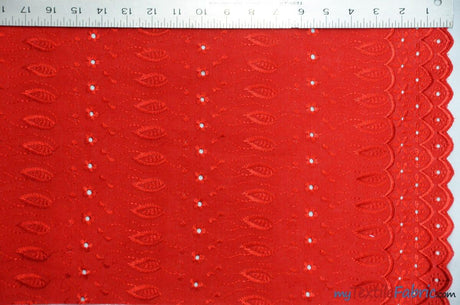 Polyester Cotton Eyelet Embroidery Fabric - Double Sided Border, 45" Wide, Multiple Colors (1 Yard)