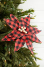 22” x 13" Wood Bead Buffalo Check Poinsettia Stem