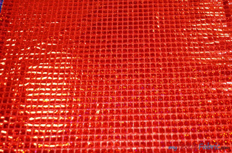 Hologram Quad Sequins Polyester Fabric - Holographic Square Sequins, 40" Width, 7 Colors (1 Yard)