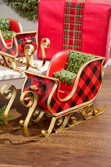 Resin & Metal Holiday Sleigh, Red - Set Of 2