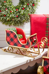 Resin & Metal Holiday Sleigh, Red - Set Of 2