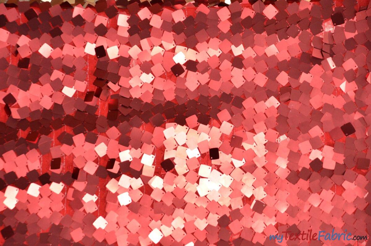 Dull Square Dazzle Polyester Fabric - Square Sequins, Sheer Mesh, 52" Width (1 Yard)