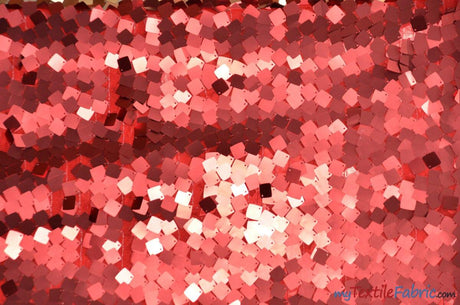 Dull Square Dazzle Polyester Fabric - Square Sequins, Sheer Mesh, 52" Width (1 Yard)