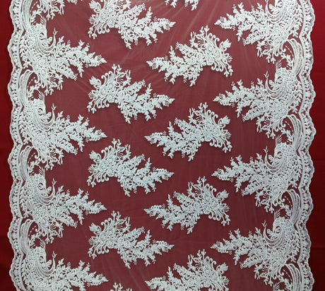 Beaded Corded Bridal Lace Fabric 50" Wide