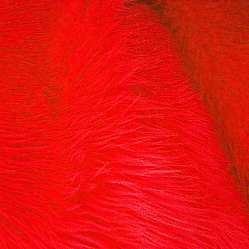 Red Faux Fur Fabric - Luxury Shaggy, Red, 60" Width (1 Yard)