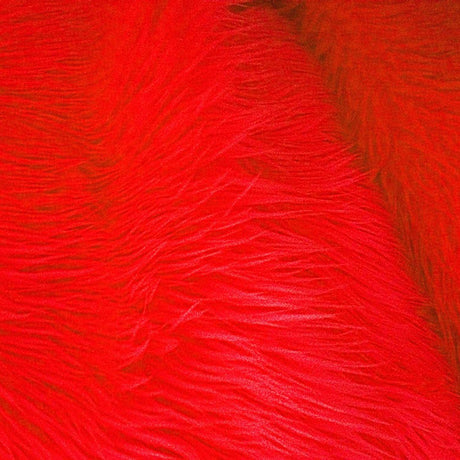 Red Faux Fur Fabric - Luxury Shaggy, Red, 60" Width (1 Yard)