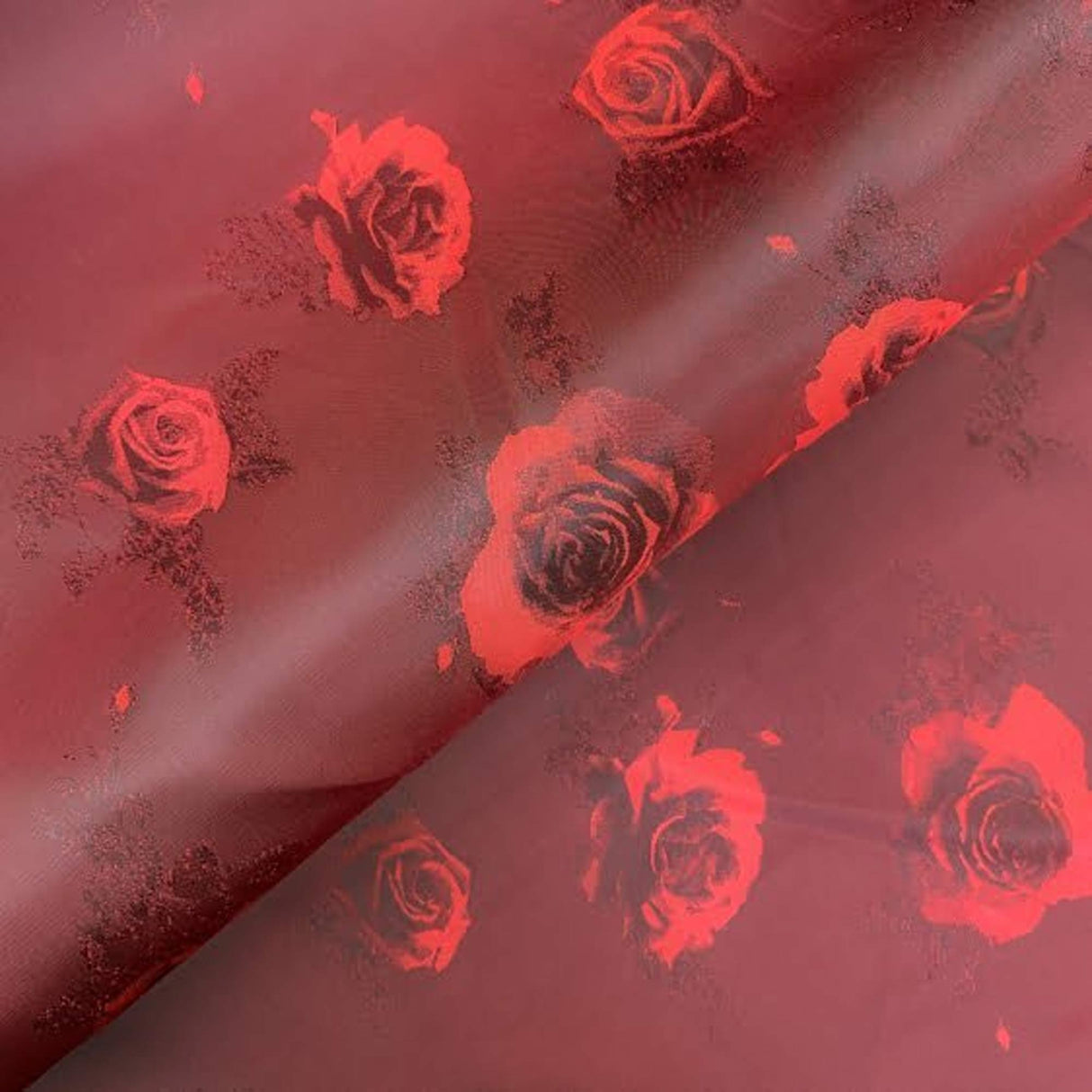 Rose Lining Rayon Polyester Fabric - Black, Medium Blue, Navy, Red, Silver