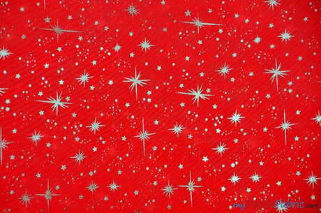 Shooting Star Foil Organza Polyester Fabric - Sheer Silver Metallic Star, 58/60" Width (1 Yard)