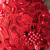 Beaded Corded Lace Trimming Embroidered On 100 Percent Polyester Organza Fabric - 2" Width, 21 Colors (1 Yard)