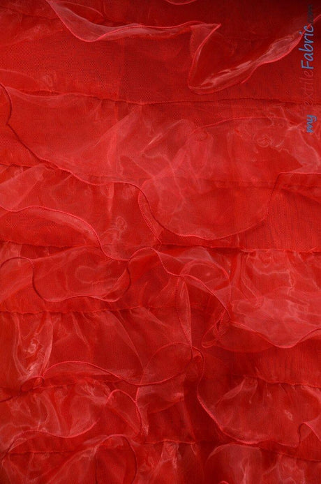 Organza Ruffled Mesh Polyester Fabric - Layered Ruffle Mesh, 57" Wide, Multiple Colors (1 Yard)