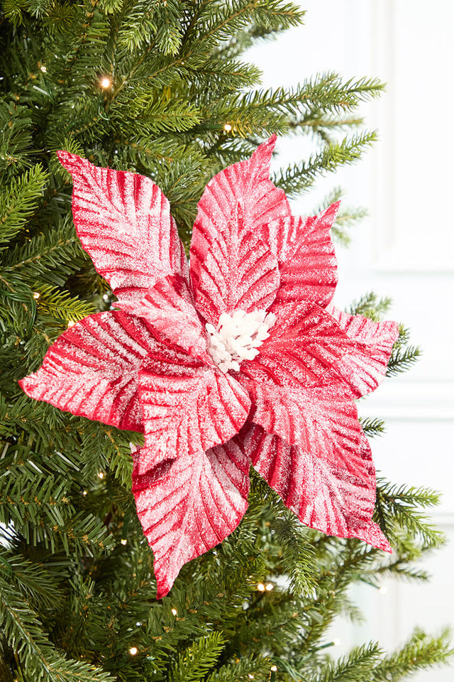24” Striped Poinsettia Christmas Tree Flower