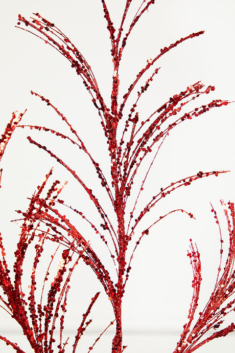 34 Inch Red Glitter Pampas Grass Spray