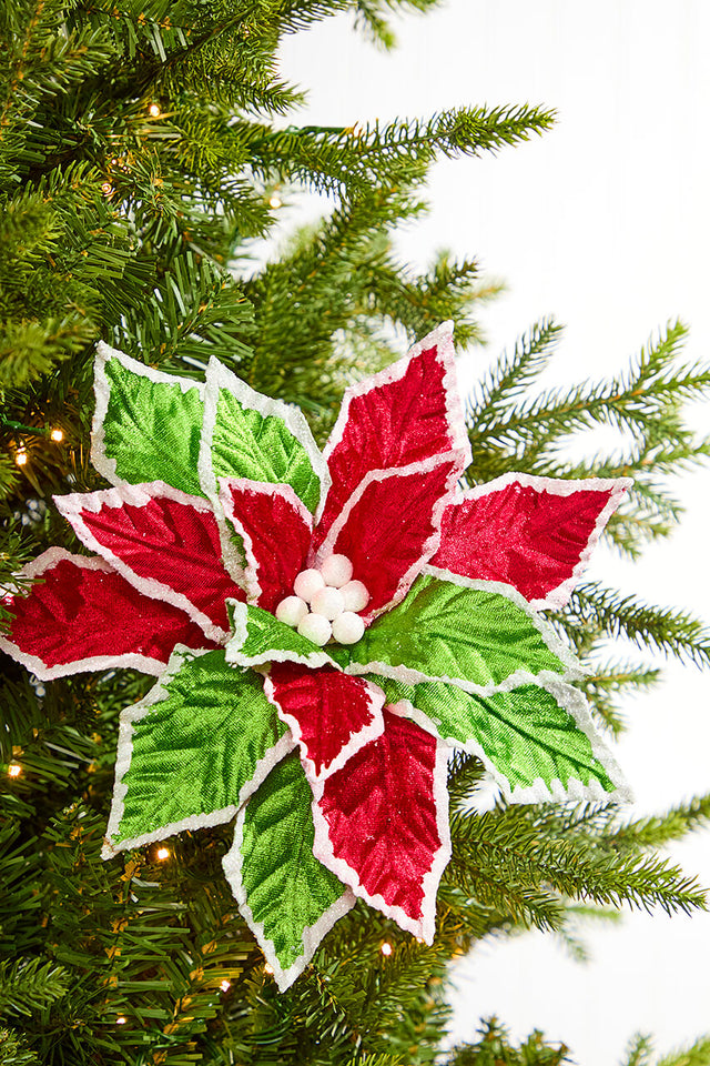 22" Velvet Poinsettia Stem