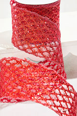 4 Inch x 10 Yard Red Mesh Wired Ribbon Christmas Craft Decor