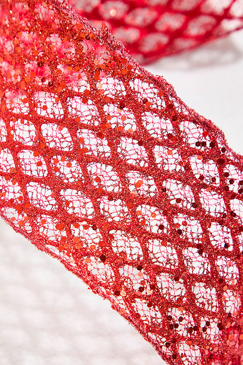 4" x 10 Yard Red Mesh Wired Ribbon