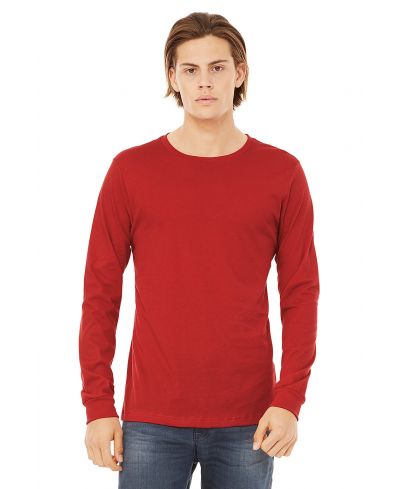 Bella Canvas 3501 Long Sleeve Cotton Fabric - Red, Long Sleeve, Crew Neck (1 Piece)