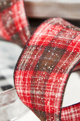 4” x 10 Yard Snowy Plaid Wired Ribbon