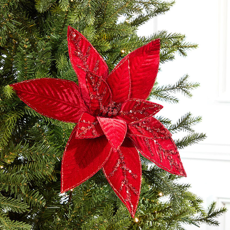 20" x 15" Velvet Jewel Poinsettia Stem