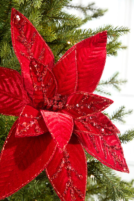 20" x 15" Velvet Jewel Poinsettia Stem