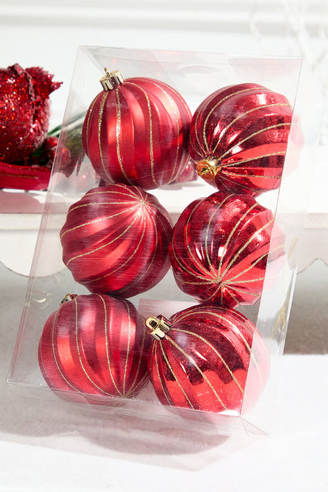 3" Red Shatterproof Boxed - Set of 6