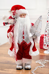 20" Santa Figure Holding Silver Tree