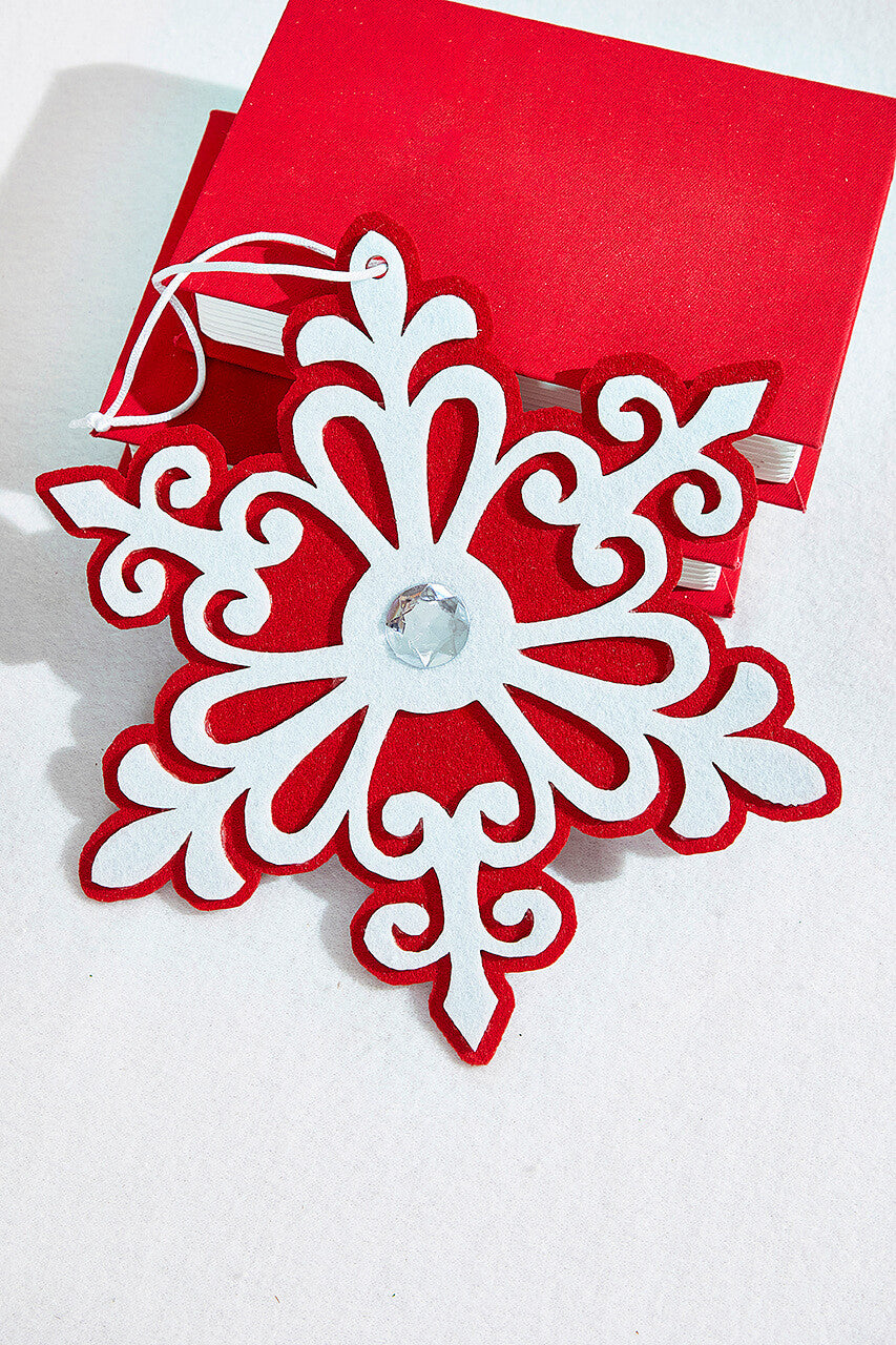 9.8" Red and White Snowflake Ornament