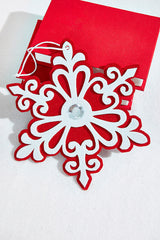 9.8" Red and White Snowflake Ornament