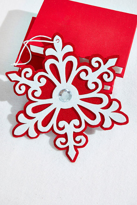 9.8" Red and White Snowflake Ornament