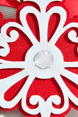 9.8" Red and White Snowflake Ornament