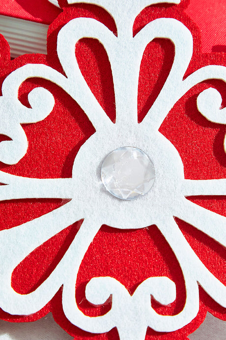 9.8" Red and White Snowflake Ornament