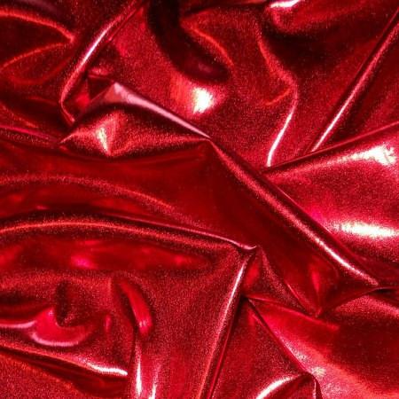 Red Spandex Lame Foil Stretch Metallic Fabric,