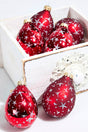 6ct Glass Drop Christmas Red & Red Velvet with Silver Stars